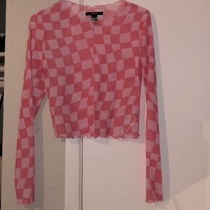 Pink Mesh Crop Top